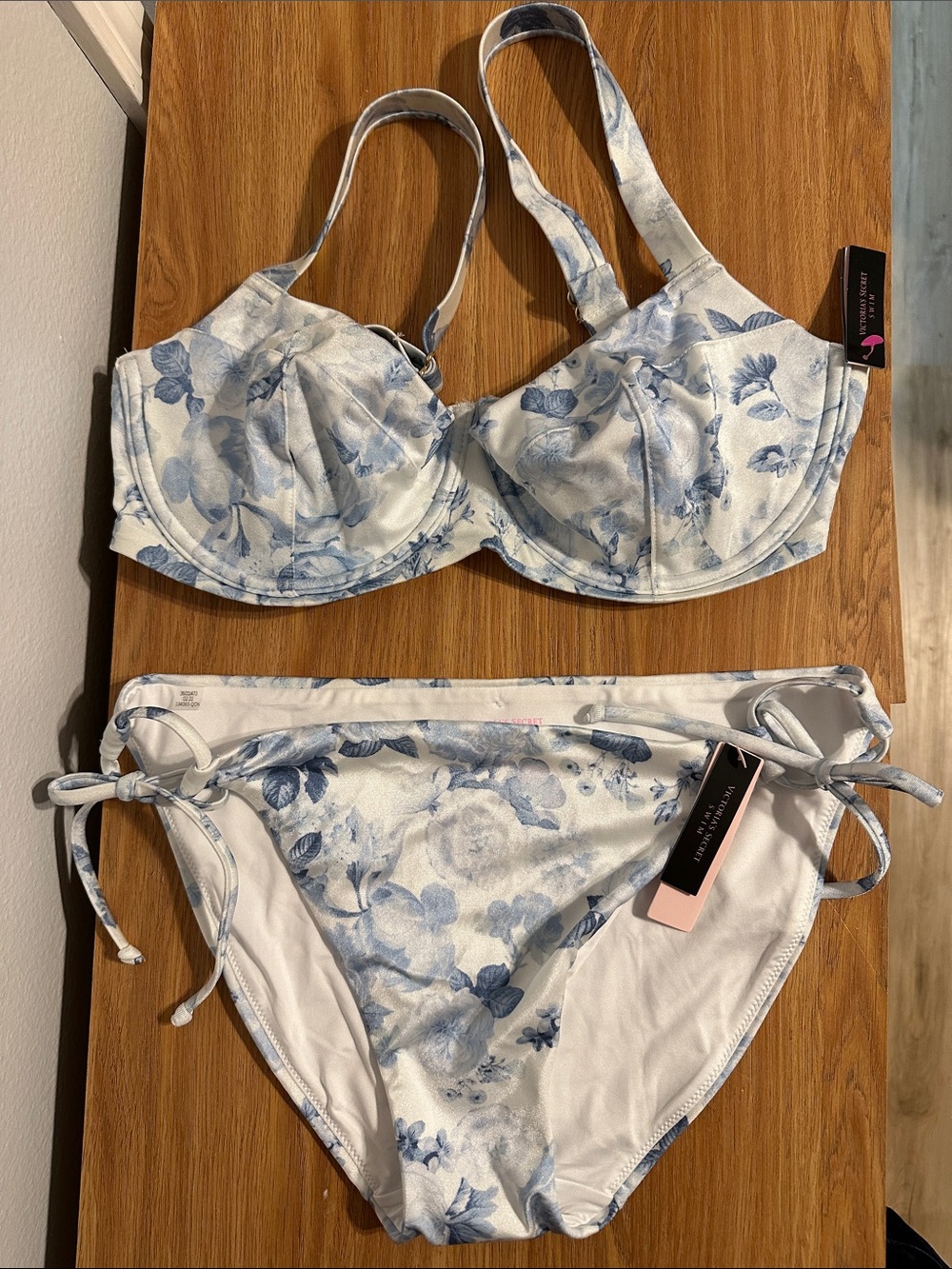 Victoria's Secret Blue and White Floral Underwire Bikini